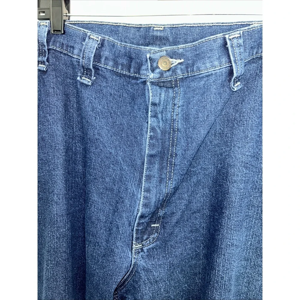 Wrangler Men's Jeans 44X 30 Relaxed Fit Dark Blue Denim Side Painter‎ Pockets